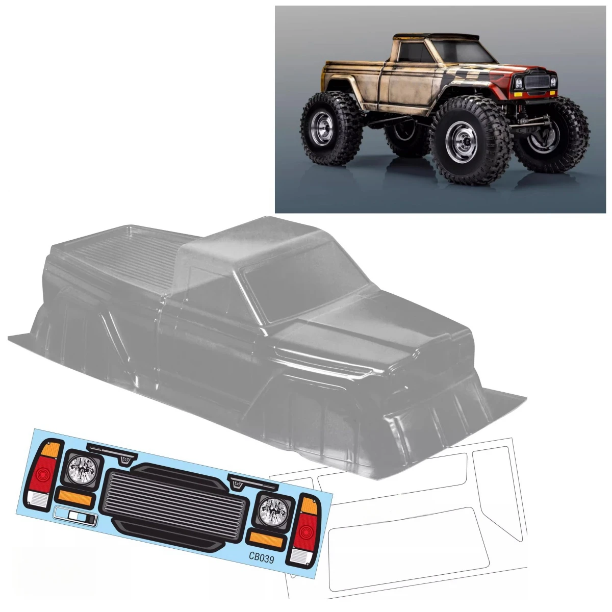 

1/10 Crawler truck Clear body shell. Width 195mm RC Car shell. 313mm Wheelbase Body. Traxxas trx4 Upgrades. SCX10 ii 90046 diy