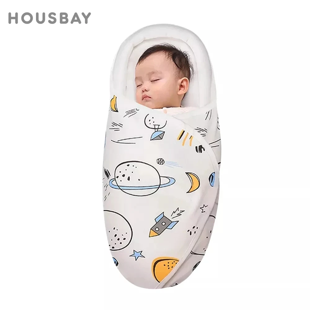 Baby Sleeping Bag 0-6Months Envelopes For Newborns Baby Swaddling Wraps 2.5Tog Soft Cotton Cocoon Design Head Neck Protector