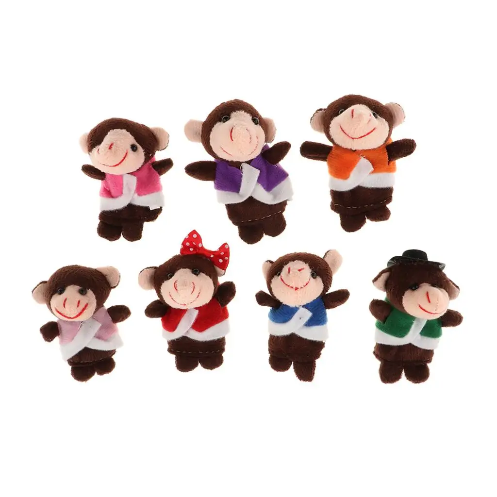 Soft Plush Animal Finger Puppets Set, 7pcs, Time Velvet Animal Style Educational Toys Preschool Kindergarten Gift