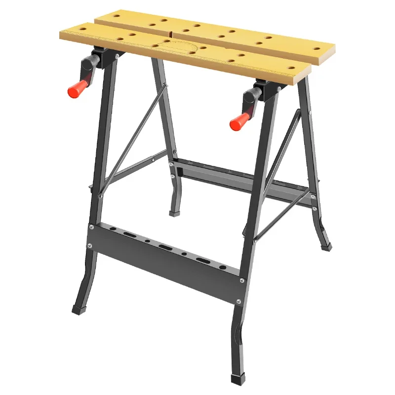 Versatile Woodworking Workbench, Foldable Saw Table with Tool Stand, Portable Mini Workstation