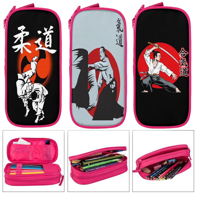 Judo Karate Aikido Large Capacity Pencil Case Stationery School Supplies Pouch Office Desk Storage Kids Pen Case Box