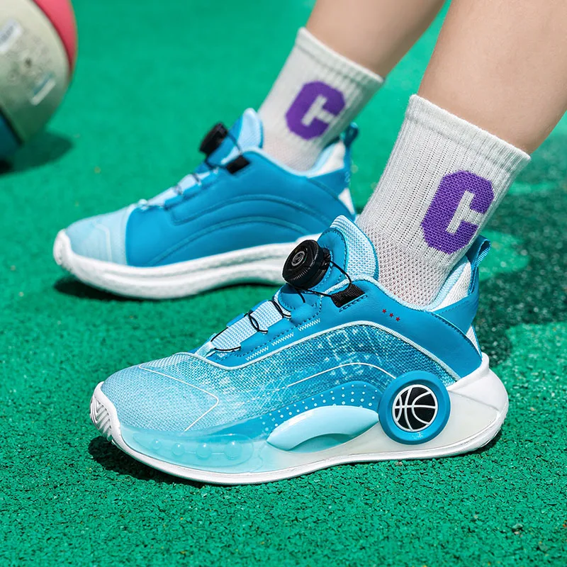 Kid Sneakers Basketball Shoes Children Shoes Boys Girls Non-Slip Basketball Trainers Teenagers Breathable Tennis Athletic Shoes