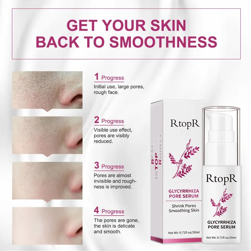 RtopR Glycyrrhiza Face Pore Repair Serum Collagen Face Anti Wrinkle Whitening Cream Oil Control Hydrating Effective Shrink Pores