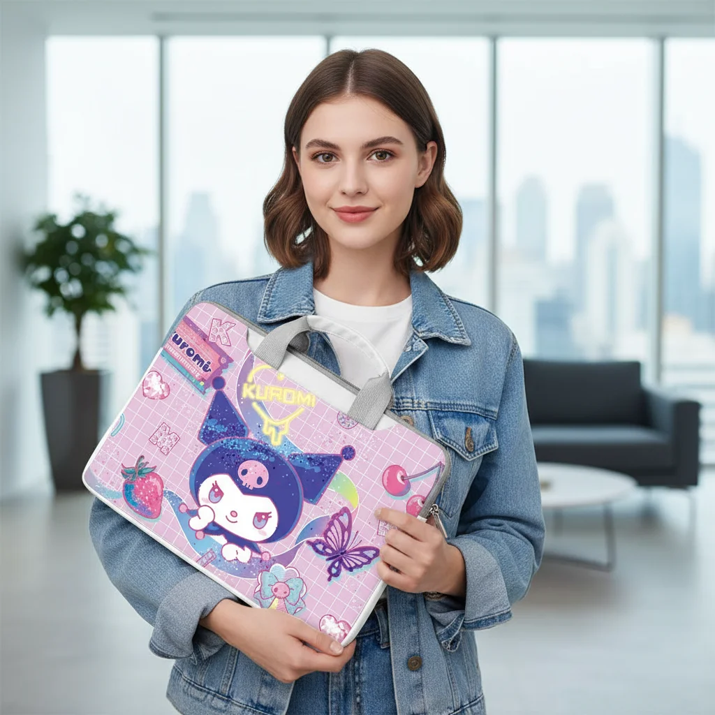 

Новая портативная сумка-портфель Hello Kitty Kuromi для ноутбуков Macbook 12, 13, 14, 15.6, 16 дюймов, Macbook Air, Asus, Huawei. Отличный подарок.