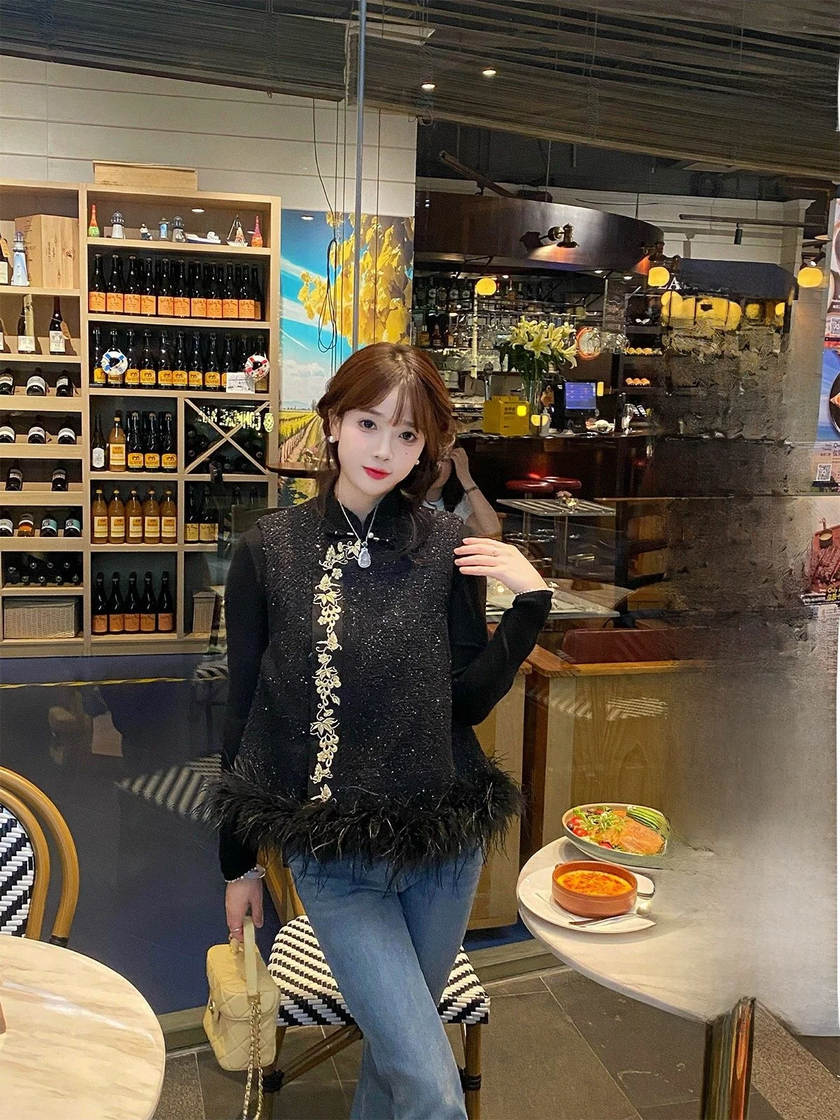 

New Original Chinese Sle Embroidered Stand Collar Women's Vest Set Base irt Skirt Ensemble Sweet Sle GA Seasons Brand