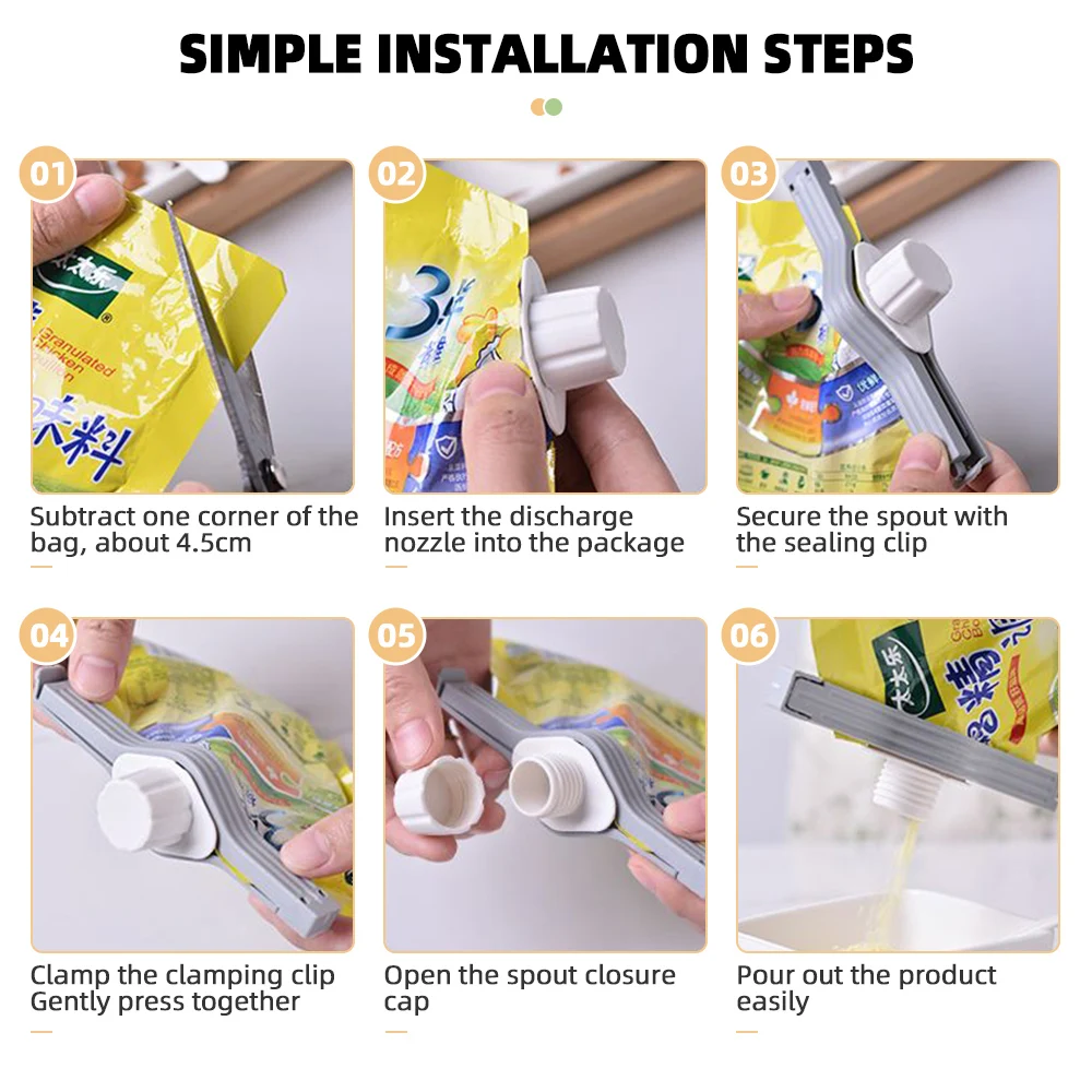 Clip de sellado con tapa de rosca, accesorio de cocina para condimentos, leche en polvo, sal, bolsa, paquete de conservación de alimentos