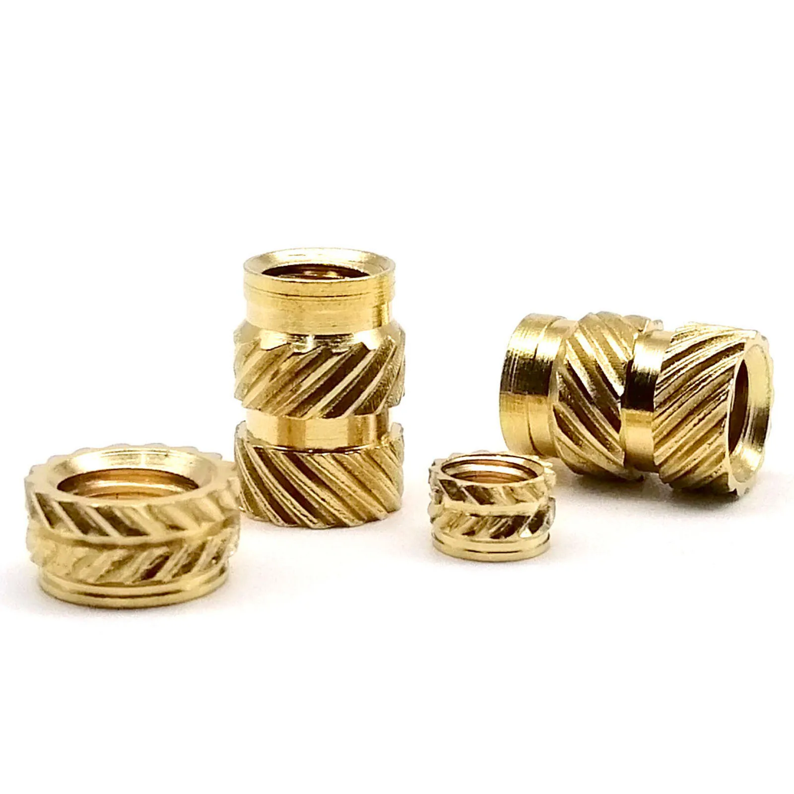 M1.6 M2 M2.5 M3 M4 M5 M6 M8 Brass Copper Embedment Insert Nut for Hot Melt Heat Injection Molding 3D Print Twill Knurled Thread