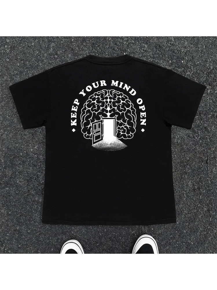 Creative Design Short Sleeve T-Shirt Keep Your Mind Awake Unisex Youth Fashion Cotton Polyester Blend Summer Wear