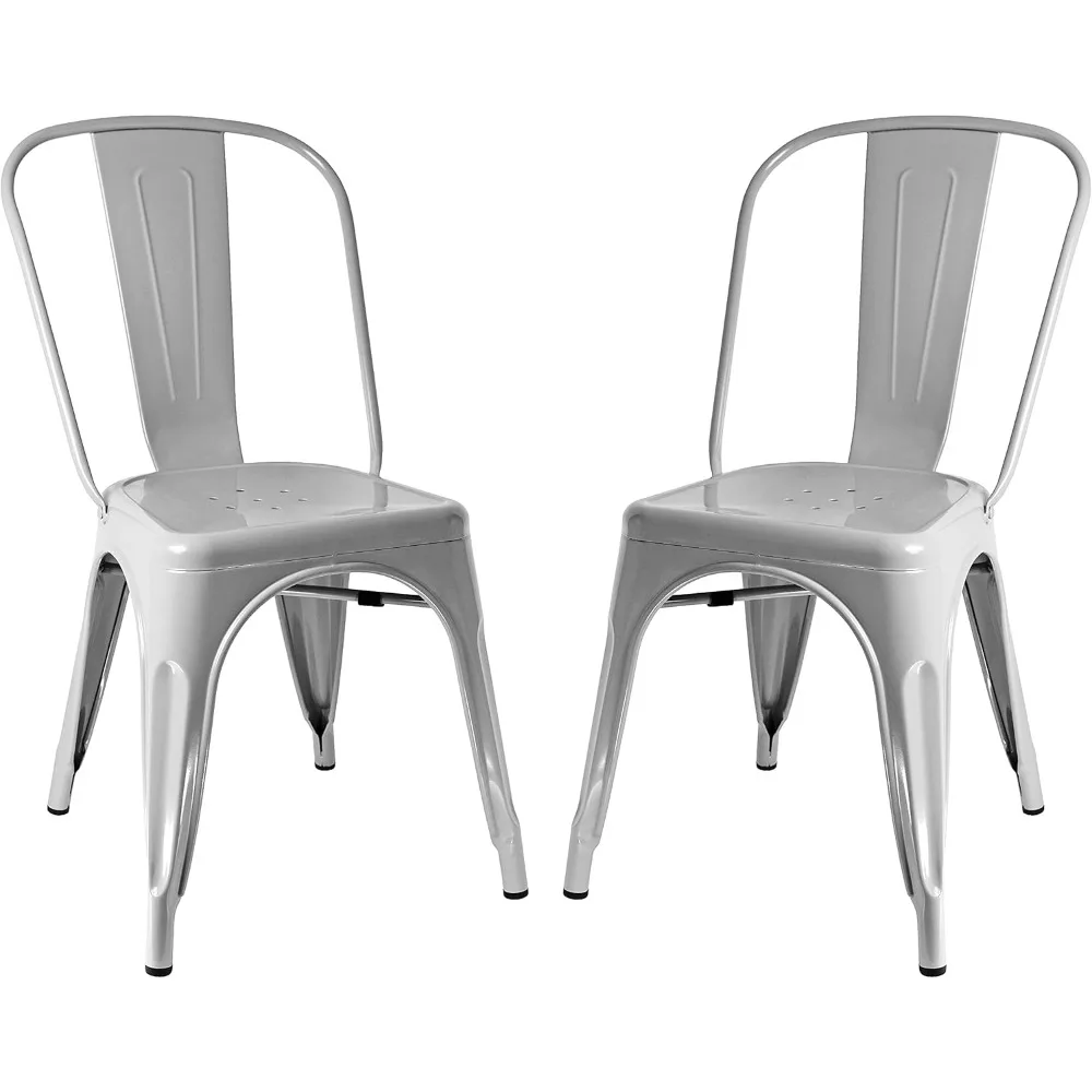 Groupe de chaise empilable en métal, chaise 73, gris (lot de 2)