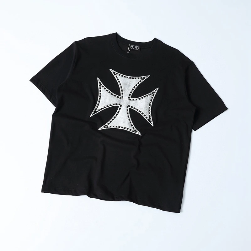 

25SS Streetwear Oversize Vintage Washed Black T Shirt Men Women Best Quality Cotton Classic Logo Print Thug Club T-Shirt Tee Top