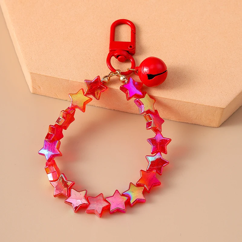 Mode Bunte Handgemachte Stern Perlen Armband Glocke Schlüsselbund für Auto Schlüssel Frauen Männer Handtasche Anhänger Schlüsselanhänger DIY Schmuck Geschenke – Detail 8