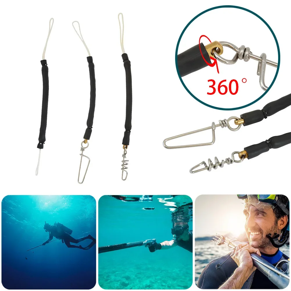 Rubber Spearfishing Shock Cord with Stainless Steel Snap Swivel/Pigtail Swivel Speargun Shooting Line Spear Fishing Equipment