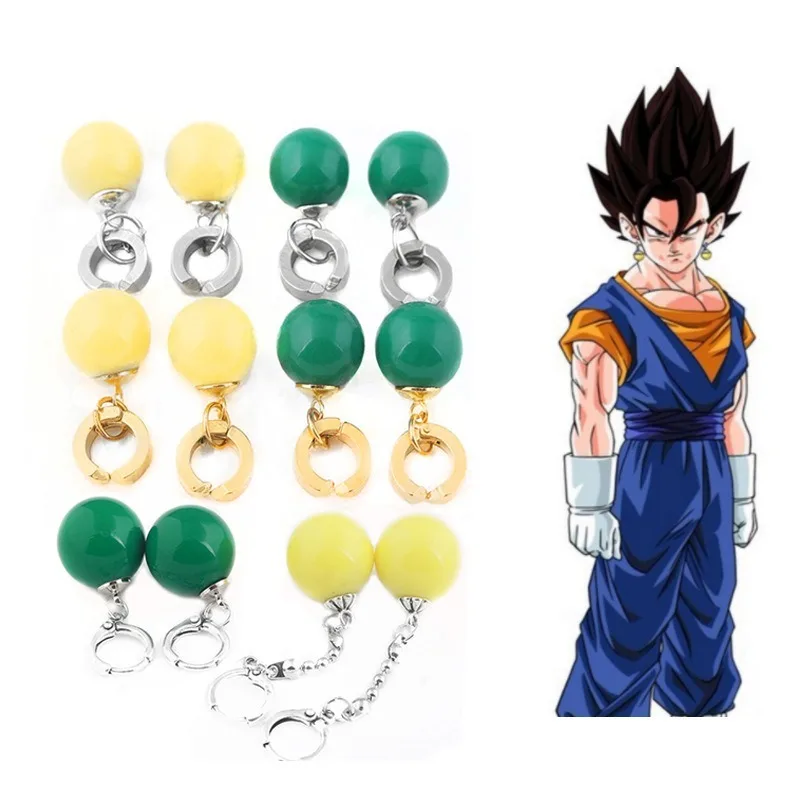 2pcs Dragon Ball Son Goku z Fit Earrings Anime Surrounding Cos Series Toys Round Pearl Shape Ear Clips for Men Women Ear Clips