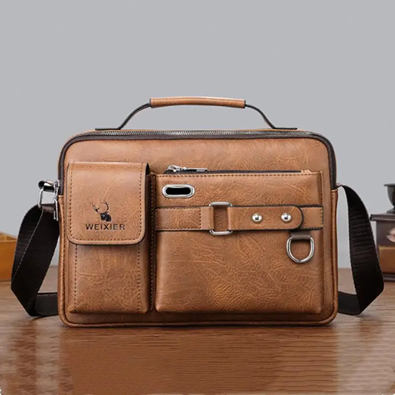 

Men's Shoulder Bag Men Crossbody Bags PU Leather Handbag Capacity Men Messenger Bags Top handle Tote Bag for Male bolsos