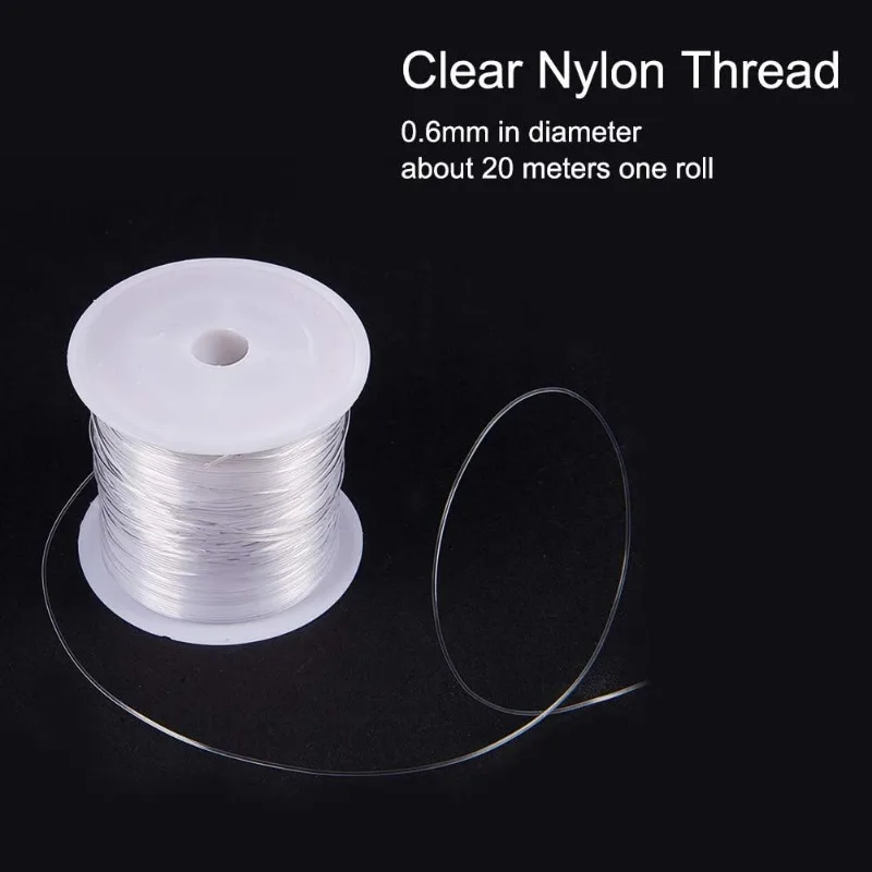 20 Yards Clear Invisible Craft Nylon Thread 0.6mm Monofilament Fishing Line Bead String Cord for Gemstone Jewelry DIY Making