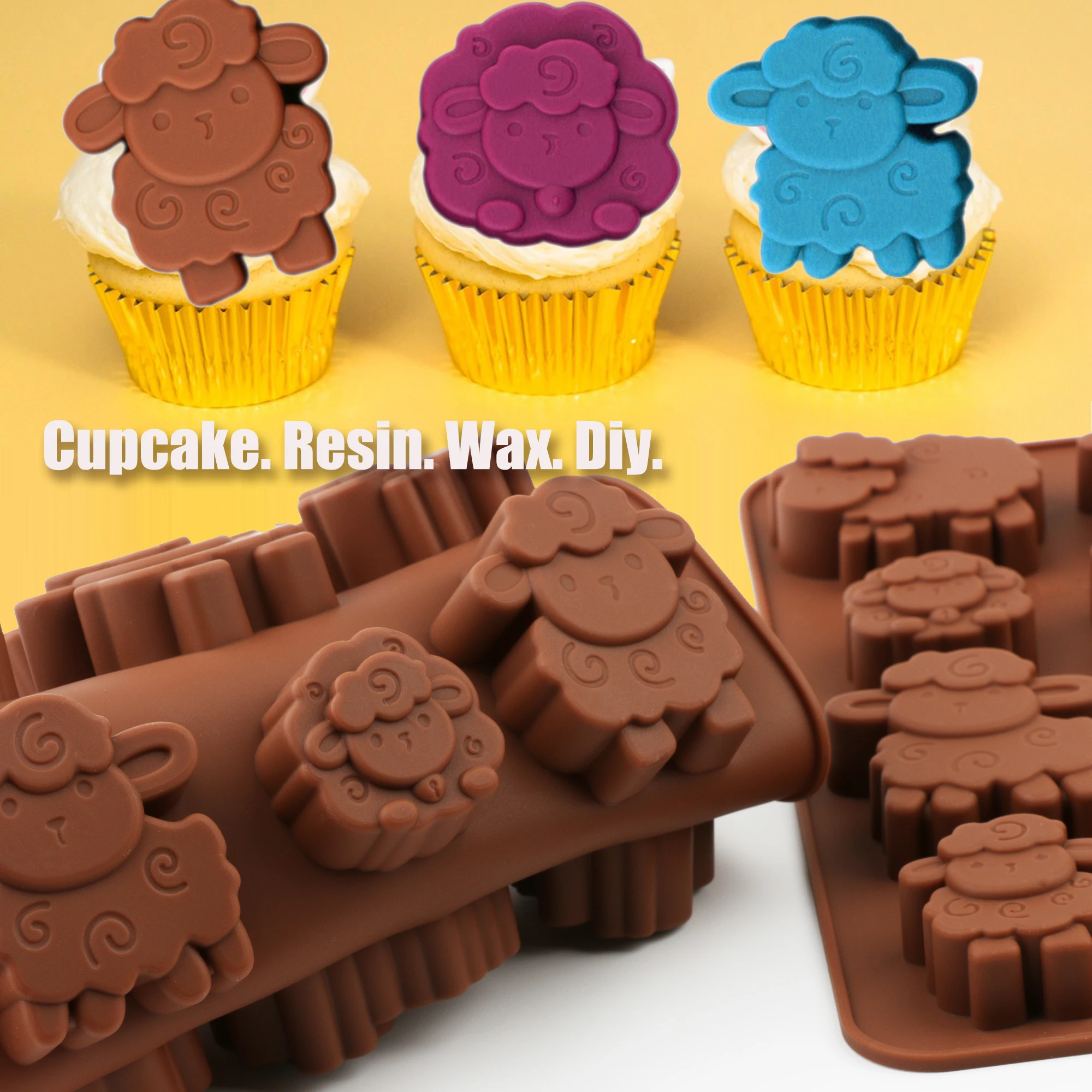 1Pack Silicone Eid Lamb Candy Mold, 3D Sheep Shaped Brown Silicone Chocolate Mold for Making Chocolate, Candies, Desserts, Cakes view 6