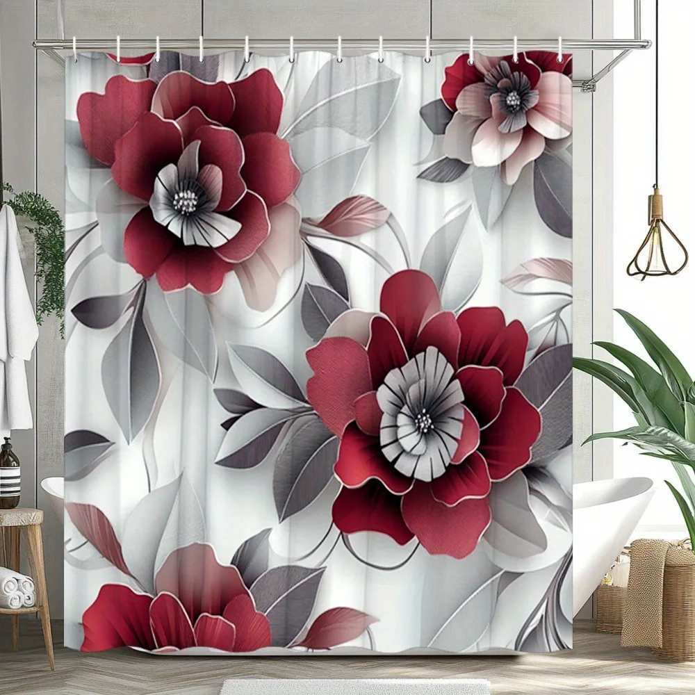 

Современная и элегантная занавеска для душа с цветами, моющаяся грязеотталкивающая насадка для душа, водонепроницаемая полиэстеровая занавеска для ванны для домашнего декора