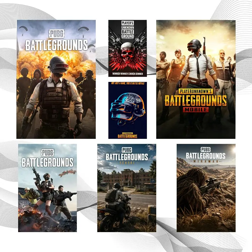 Game P-PUBG: Battlegrounds Poster Peel And Stick Wall Art Self Adhesive PP Waterproof Wall Decor Living Room Bedroom Gift