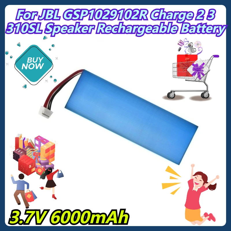 

3.7V 6000mAh For JBL GSP1029102R Charge 2 3 310SL Speaker Rechargeable Battery