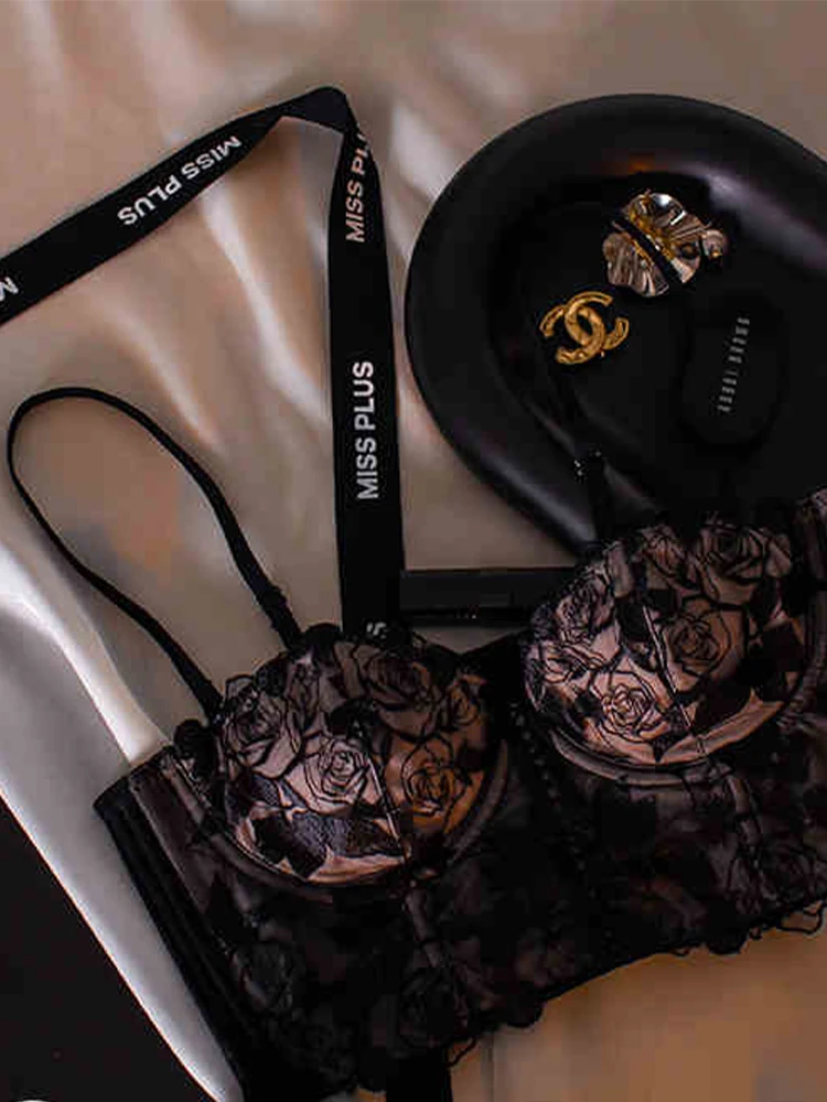 Conjunto de sujetador de encaje de 2 piezas para mujer, conjunto de ropa interior con aros y bragas con liga, tangas de malla sexis, conjunto de lencería, ropa nueva