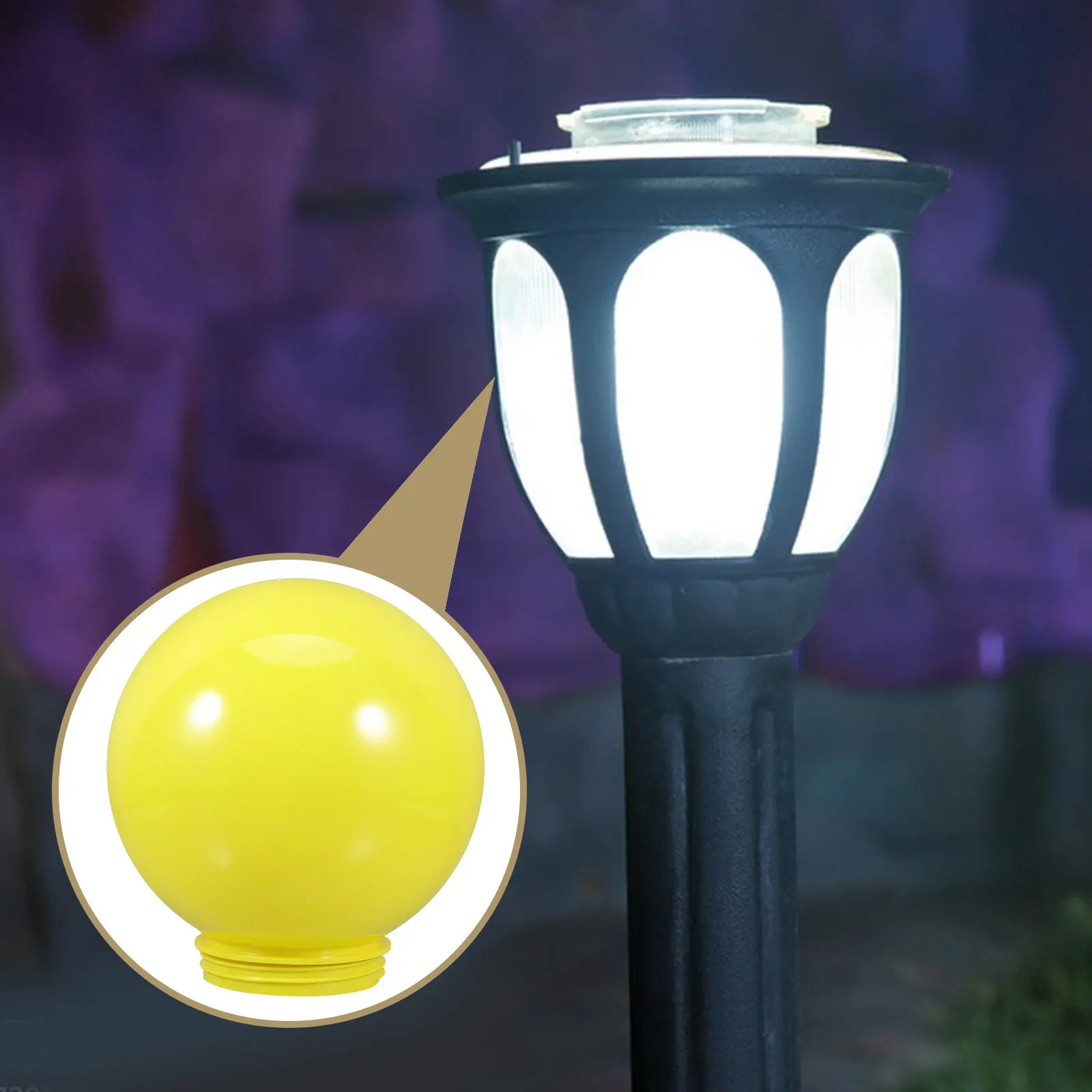 Yellow Round Globe Lamp Shade for Outdoor Garden Patio Pathway Street Lighting Easy Install Acrylic Lampshade Replacement Globe