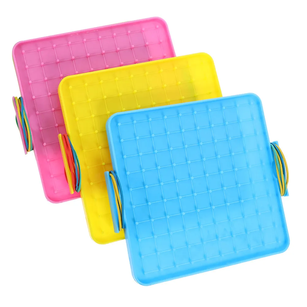3Pcs Student Geoboard Double Sided 16Cm Montessori Math Manipulatives Classroom Educational Learning Aid Rubber Bands