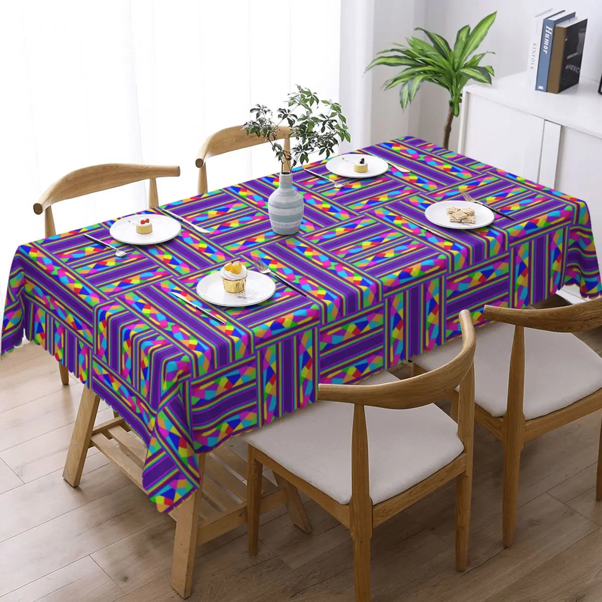 Carnival Shards Mosaics Mardi Gras Masquerade Custom Rectangular Tablecloth Waterproof Table Cover for Dining Events Table Cloth