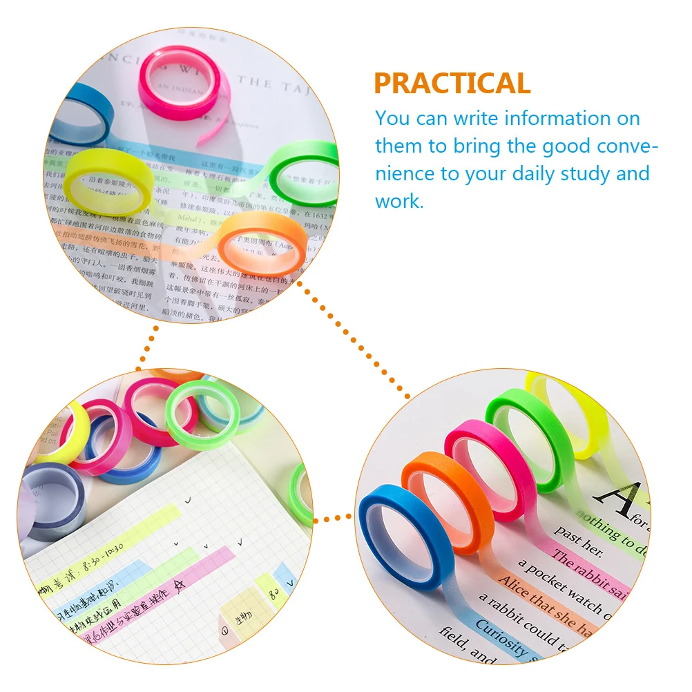 

20 Rolls 0.6cmx5m 0.8cmx5m Transparent Highlighter Tape Waterproof Multi Function Bookmarks Compact Tabs School