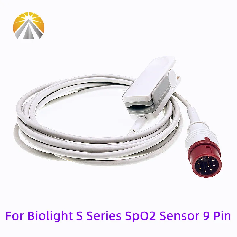 

Red Reusable Round 9 Pin Adult Pediatric Neonatal Sizes SpO2 Sensor with Oxi Tech For Biolight S Series S10 S12 Patient Monitor