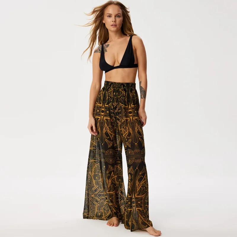 Frauen Mesh Rüschen Trim Cover Up Hosen Strand Cover Up Cover Ups Für Bademode Strand Rüschen Hosen 2025, Sommer Strand Hosen