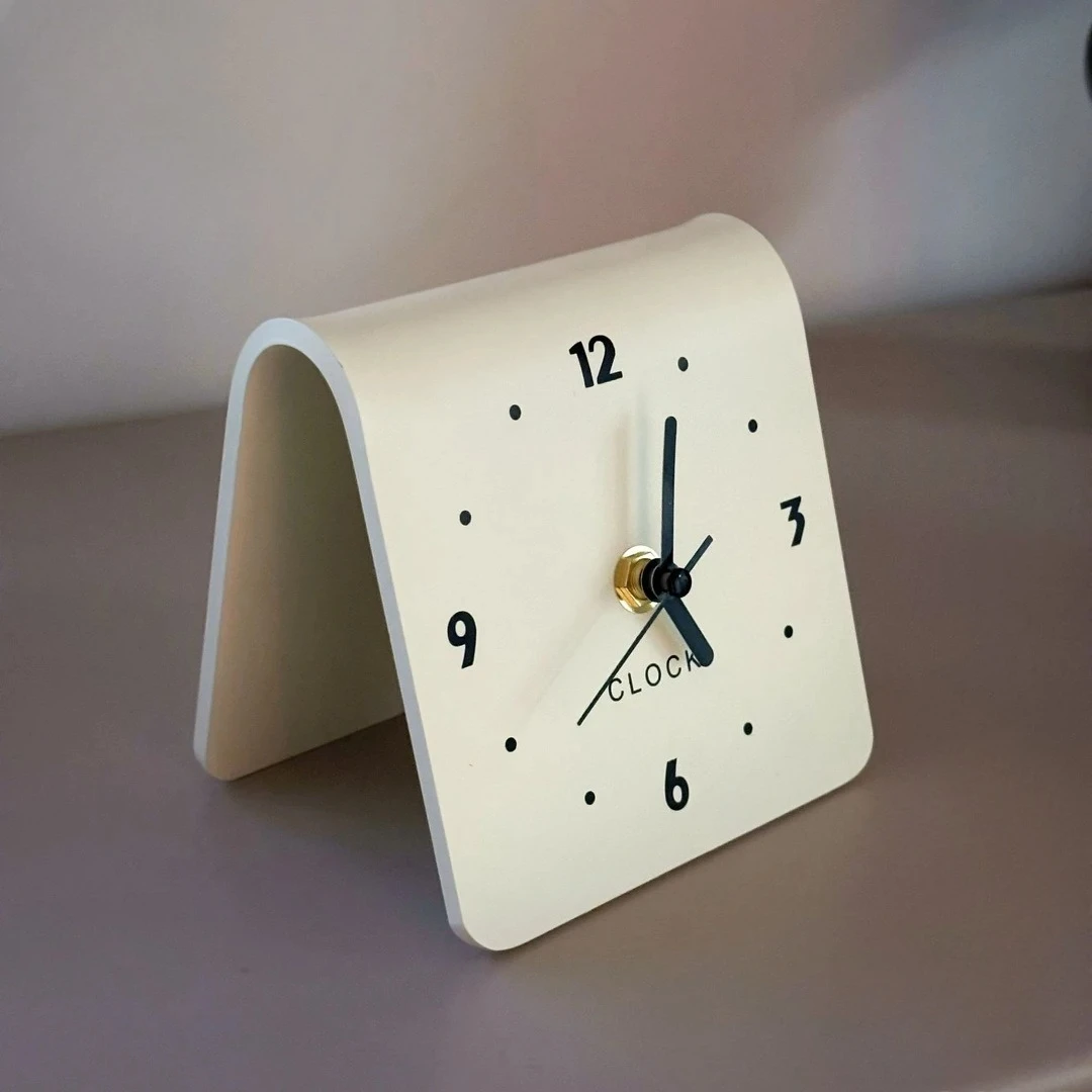 

Cream Style Desktop Alarm Clock Modern Creative Silent Bedroom Home Office Decor