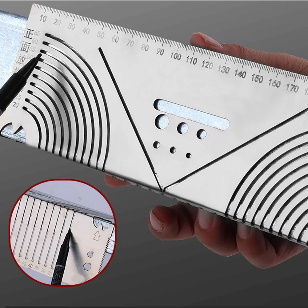 Règle de dessin multifonctionnelle à angle arrondi, tube carré, outil de dessin bidirectionnel, résistant à 45 angles, fierté, dessins au trait