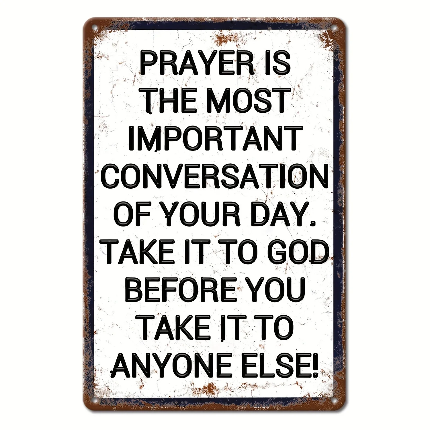 Sarcastic Vintage Aluminum Sign - 'Prayer Is The Most Important Conversation of Your Day' Perfect for Home, Cafe, Bar, or Gara
