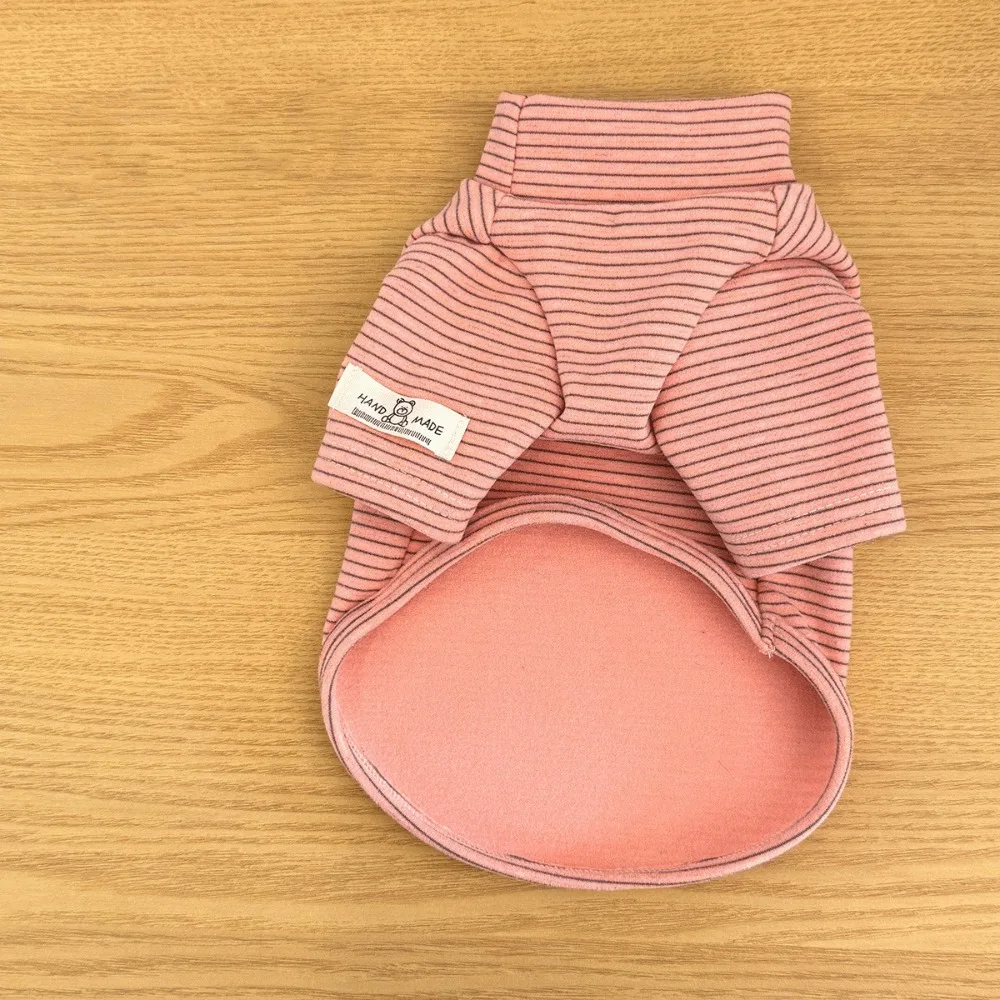 

Casual Striped Pattern Pet Bottoming Shirt High Collar Warm Pet Pullover Soft Multi-Color Puppy Hoodies Outdoor Protection