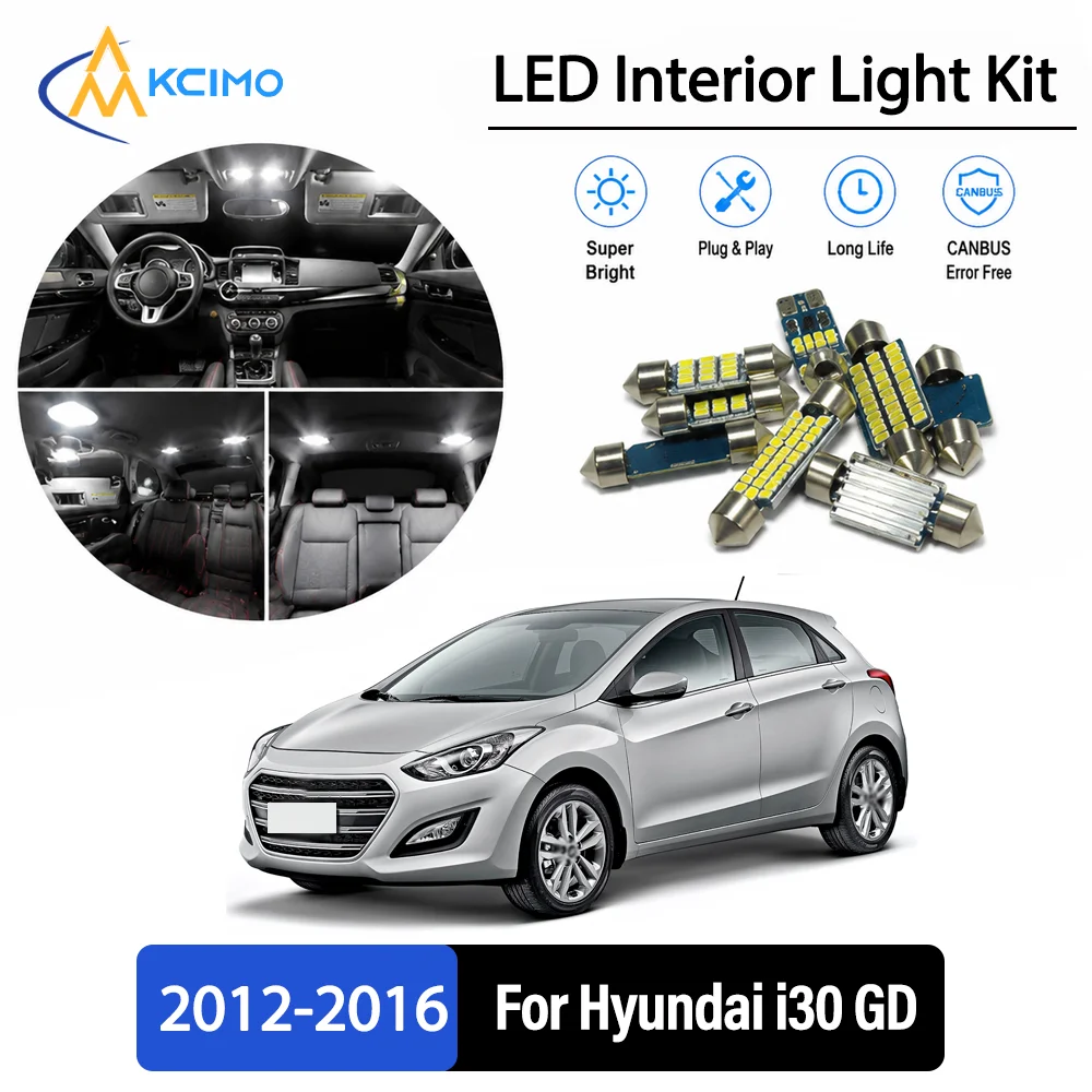 For Hyundai i30 GD 2012-2016 2013 2014 Premium No-Wire Continuous Glow Auto Interior LED Bulb Remodel Set Cabin Refit Lamps