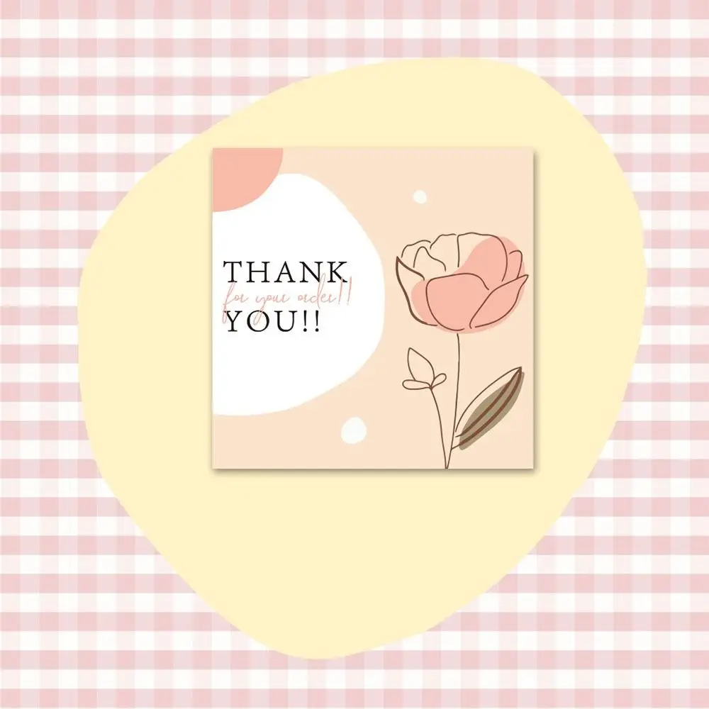 50 PCS Multicolor Thank You Cards Cartoon Flower 6cm*6cm Gratitude Labels Party Supplies Event Ornament Greeting Postcards