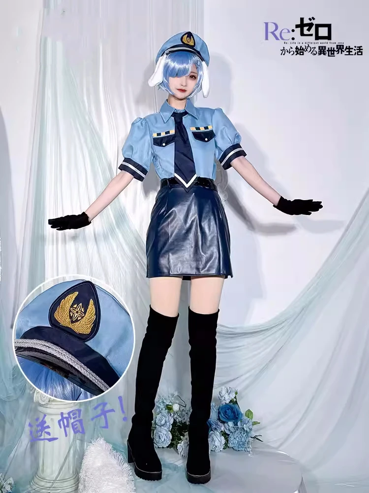 Rem Cosplay Costume RE: ZERO - Starting Life in Another World Women Policewoman Uniform Role Play Clothing Carnival Suit Stock