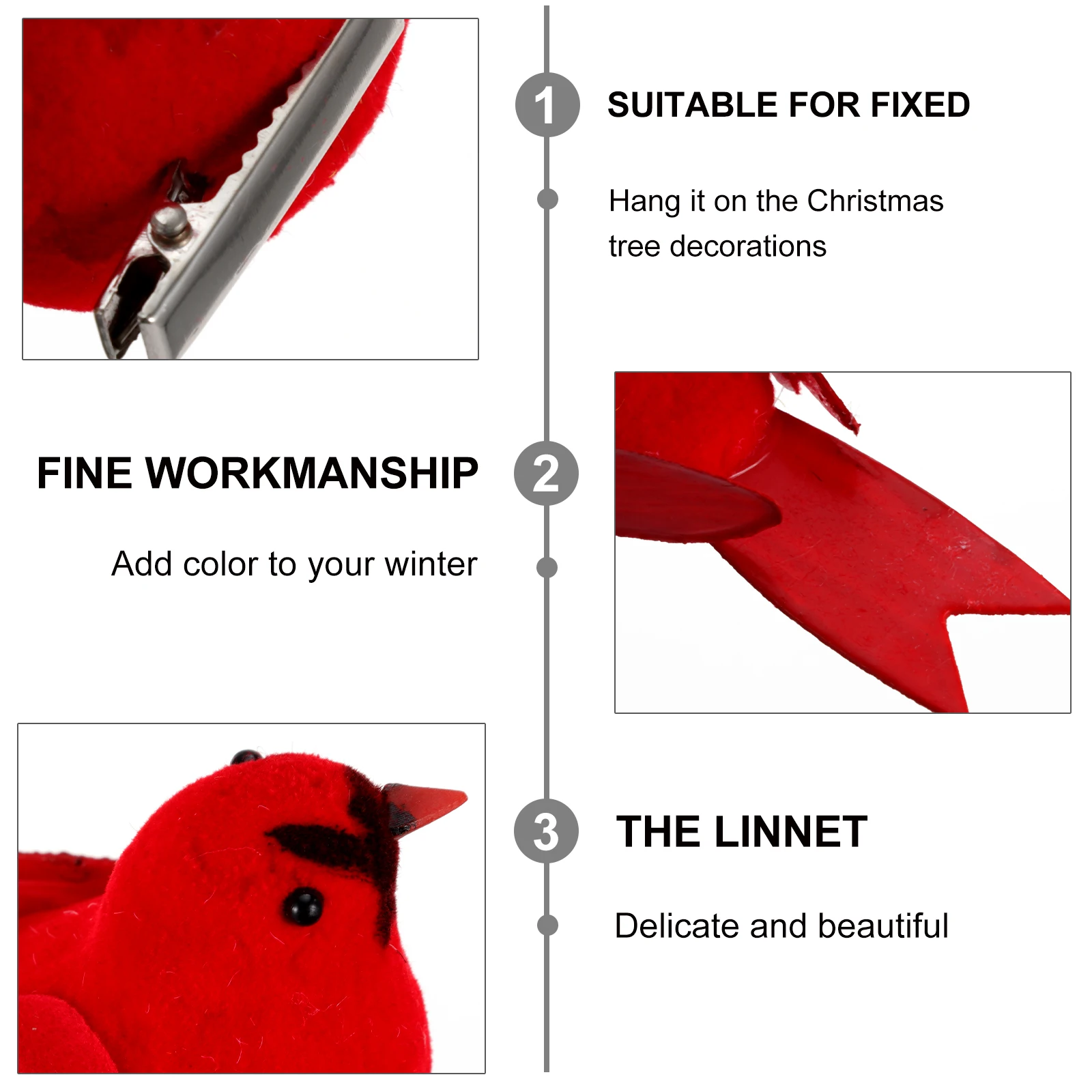 

Party Christmas Tree Pendant Cardinal Decorations Bird Ornaments Clip Accessories Foam