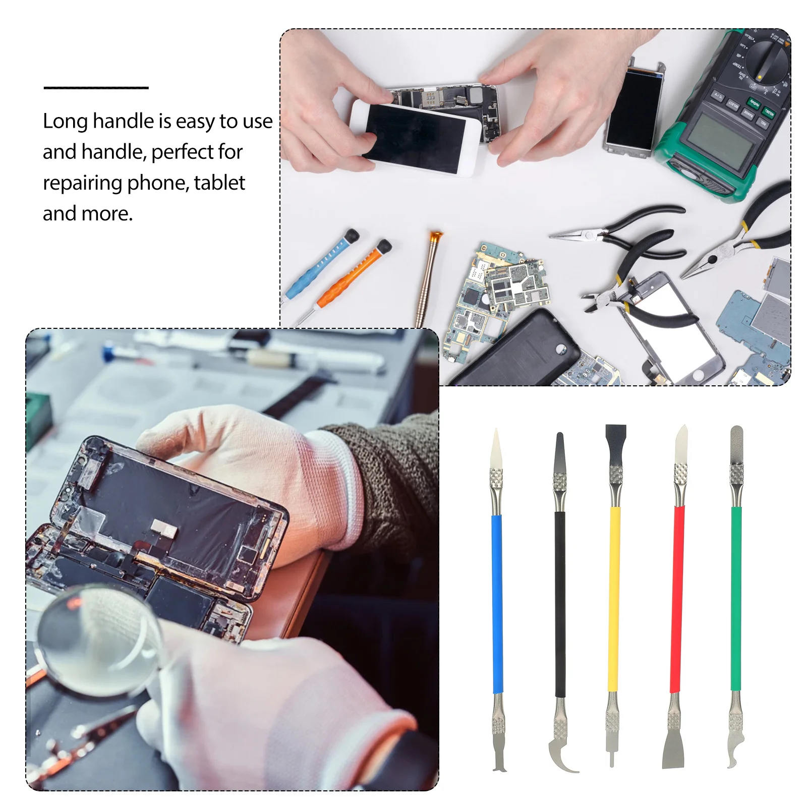 

5pcs Stainless Steel Repair Tool Kit For Phone Tablet Disassembly Opening Pry Scraper Crowbar Set Adhesive Remover Mobile