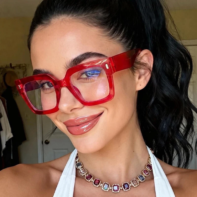 1pc ladies bold red glasses, fashionable style, multi-scene daily matching accessories