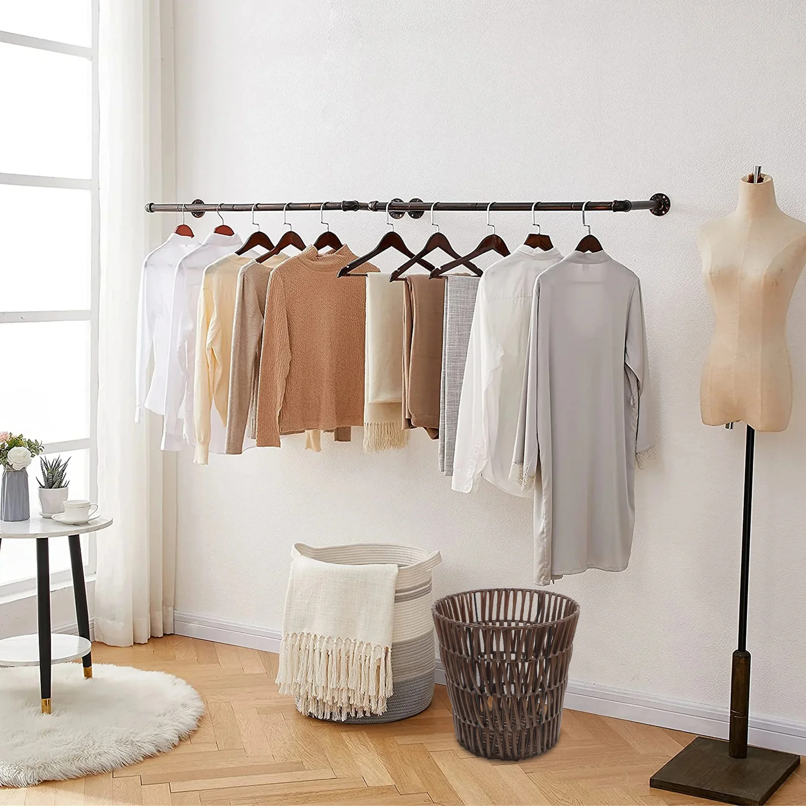 

Bedside Trash Can Laundry Container Foldable Office Waste Basket Pp Household Woven Bedroom Trashcan