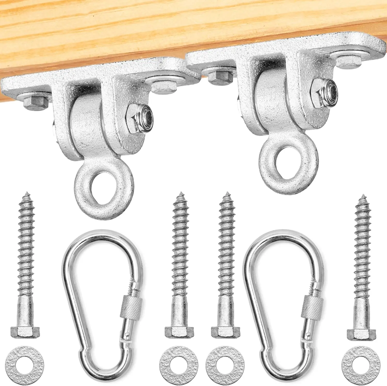 

Swing Set Hangers - 2 Heavy Duty Brackets With Locking Snap Hooks For Porch, Patio, Playground - Indoor/Outdoor Hardware &