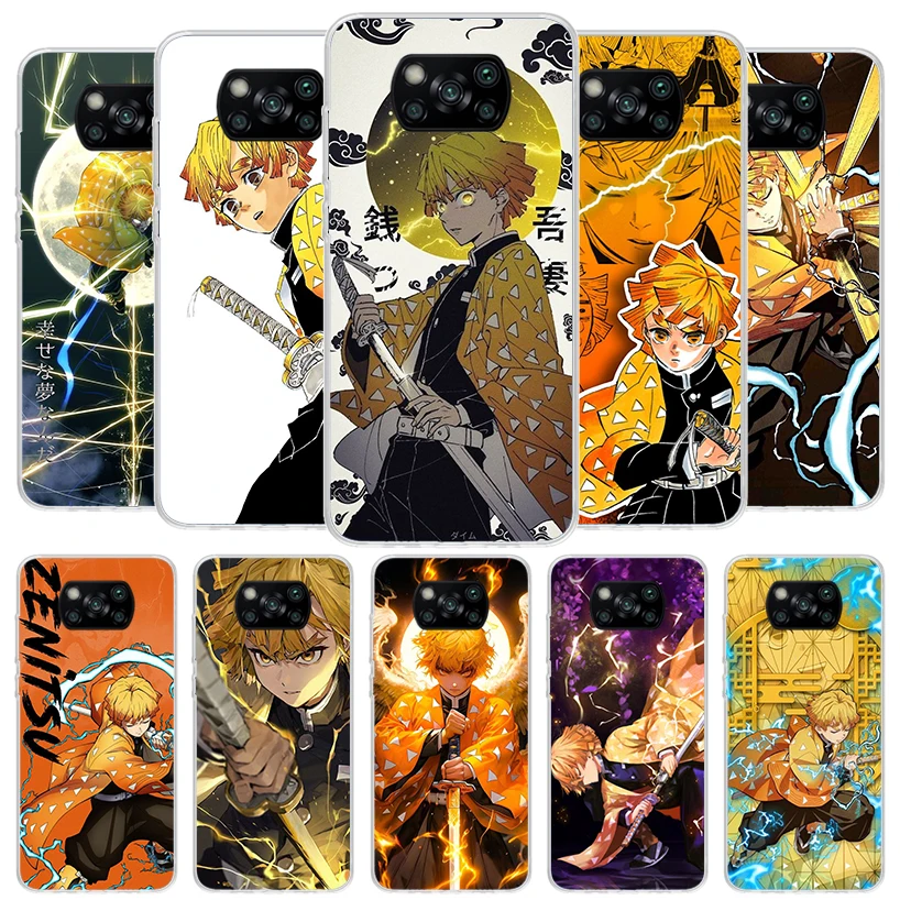 Demon Slayer Agatsuma Zenitsu Cover Phone Case For Xiaomi Poco X6 X5 X4 Nfc X3 Pro F6 F5 F4 Gt F3 F2 F1 M5S M4 M3 Soft Fundas Sh