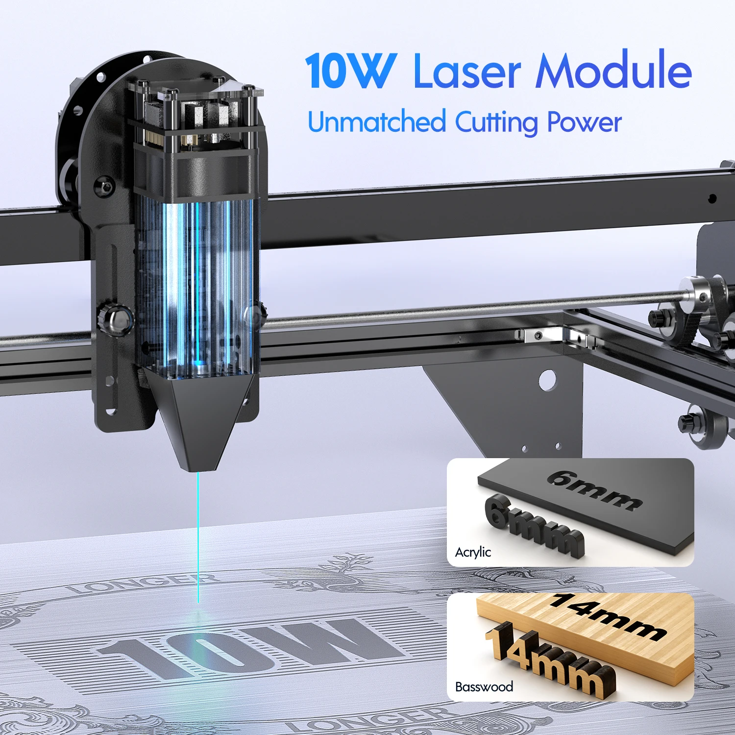 RAY5 10W 레이저 조각 절단기 + 에어 펌프 보조 키트 + 500*500mm 허니콤 작업대 DIY CNC 조각기 커터 도구