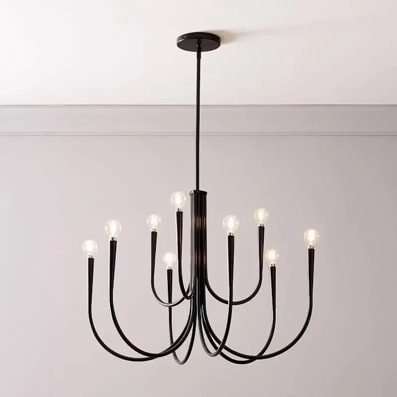 Lustre moderno de teto LED nórdico, Luz dourada e negra, Sala de estar e jantar, Decoração do quarto, Lustre, Estilo americano