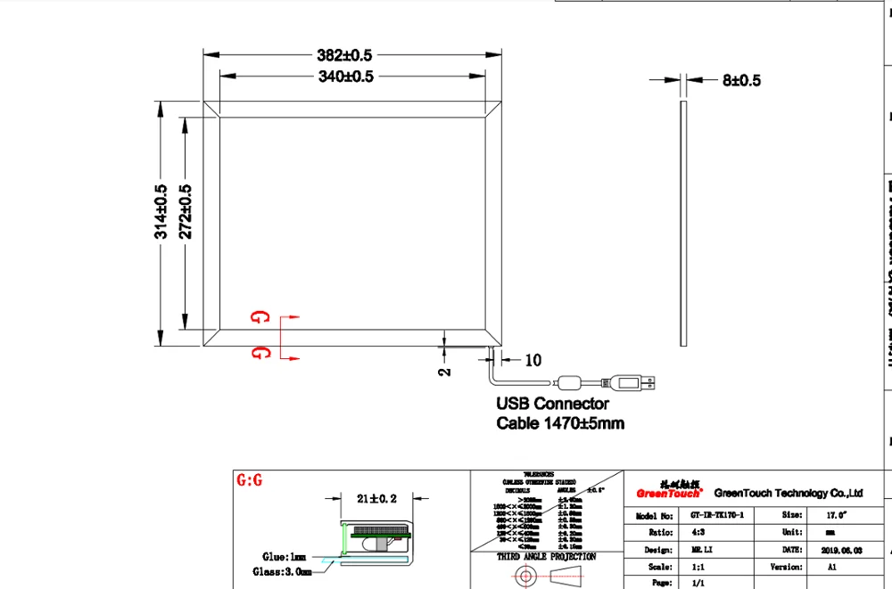 GreenTouch-Multi IR Touch Screen Kit, sobreposição, 17 polegadas