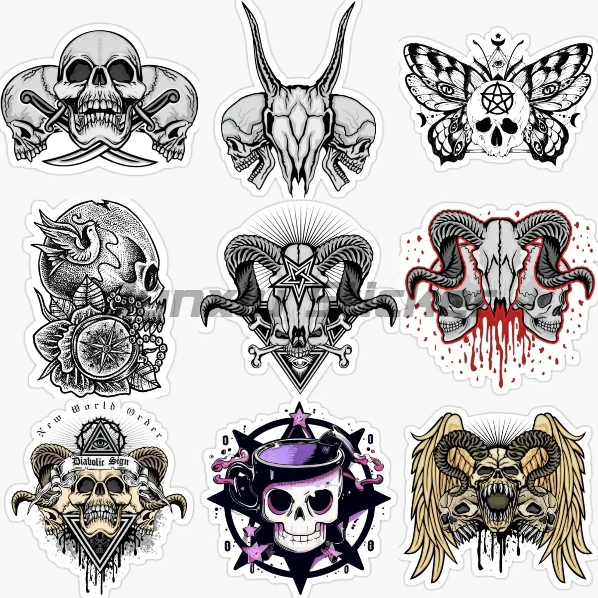 

Creative Three Heads Demon Goat Skull Stickers Wall Rooms Truck Vinyl Car Window Motorcycle Bumper Decoration Decal Customizable