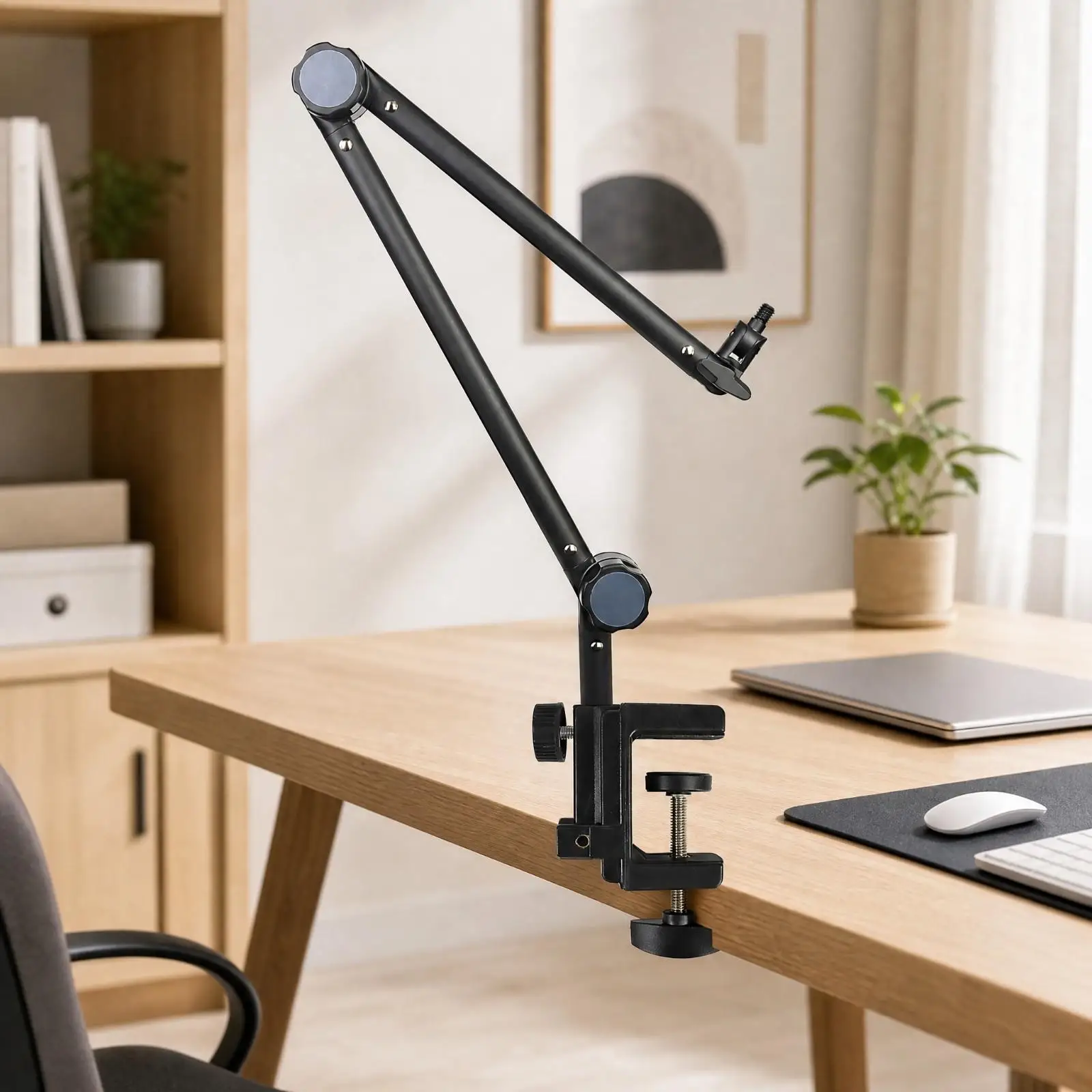 Articulated Mic Stand Arm for Phone and Microphone Desk Mount Clamp with Rotating Hinge for Broadcasting Content Creation