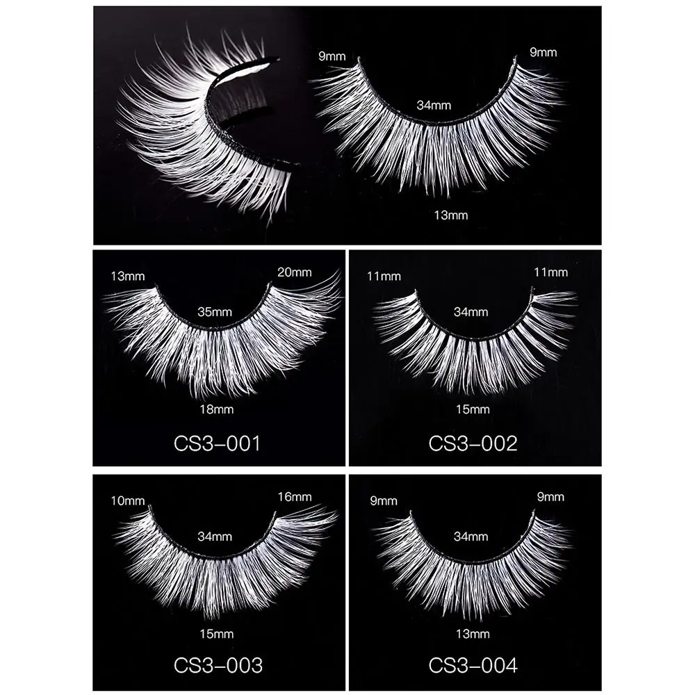 3ペアのドラマチックな白いつけまつげ、ナチュラルで太くふわふわしたフェイクミンクまつげ、フルストリップロングコスプレまつげ