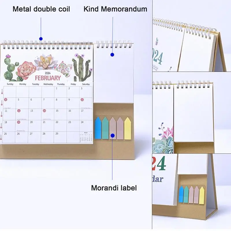 2024 Calendar Desk Small Office Calendar Paper Desktop Calendars English Table Decor Daily Adornment Planner